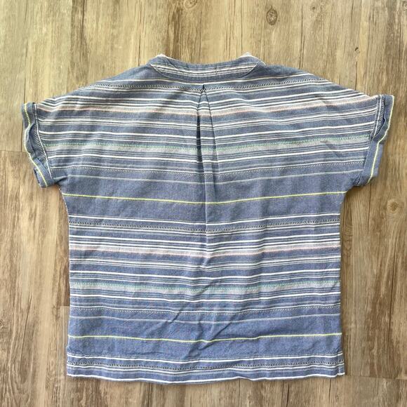 MARINE LAYER $88 Bali Tunic Top Blue Multi Stripe Cotton Short Sleeve Size Small - Picture 3 of 8